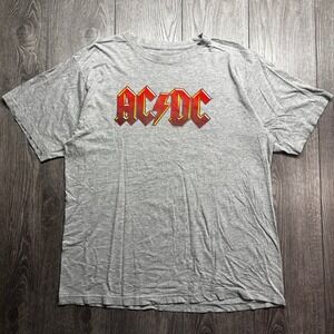ACDC Vintage Y2k Band Tee Mens Large Gray Short Sleeve Graphic Rock T-Shirt